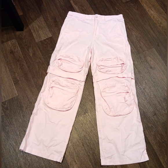 Zara Light Pink Trousers Cargo Pants Size 6 Semi New - Picture 1 of 4